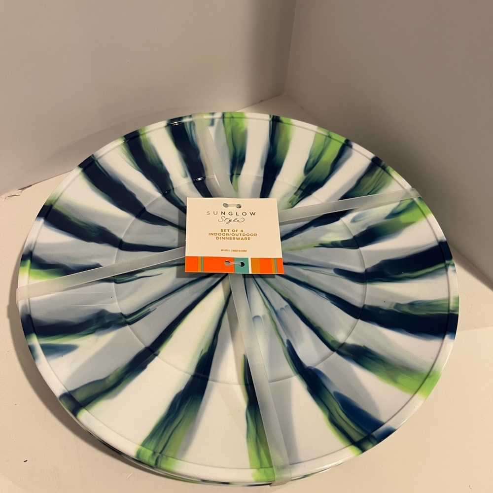 Sunglow Blue and Green Swirl Platter